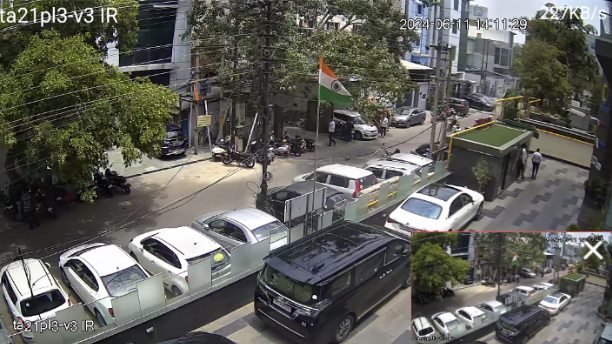 CCTV footage on a large screen